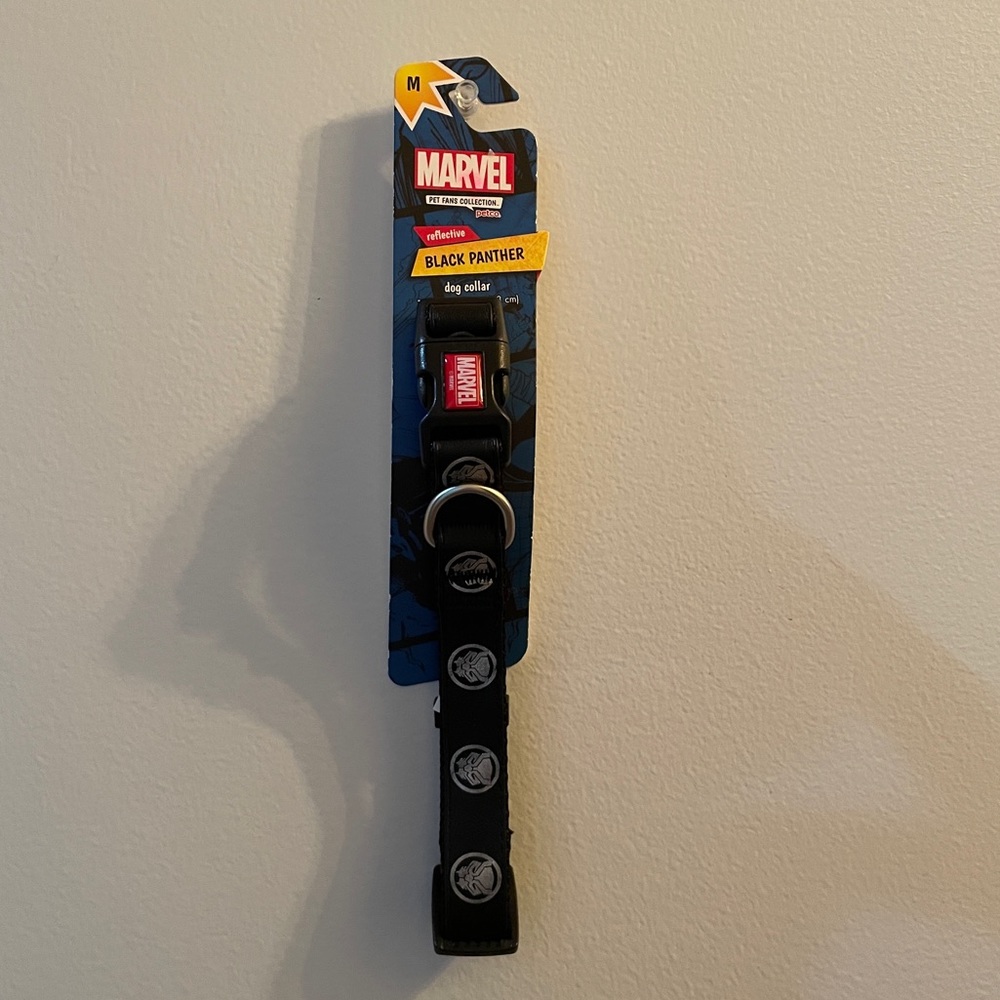 NWT Marvel Pet Fans Collection Reflective Black Panther Dog Collar Size Medium